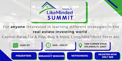 Imagem principal do evento LikeMinded O-Town Real Estate Investor Summit