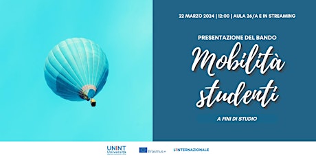 Immagine principale di Presentazione del bando di mobilità studenti a fini di studio Erasmus+ 