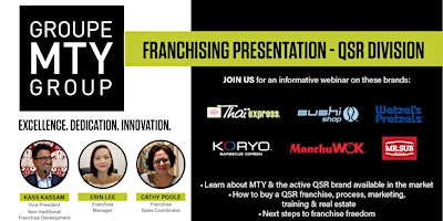 Franchise Restaurant Information Webinar By MTY Group (May 2024) 5:30pm primary image