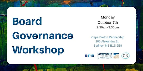 Board Governance Workshop - CAPE BRETON - Sydney