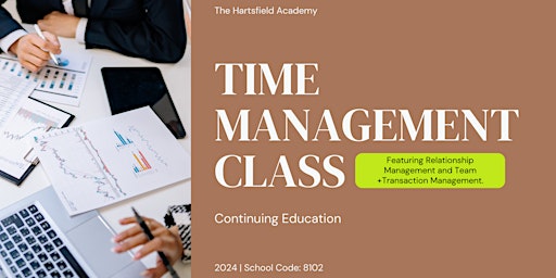 Imagem principal de NEW CE Class (3HRs) Real Estate Agent Time Management featuring: