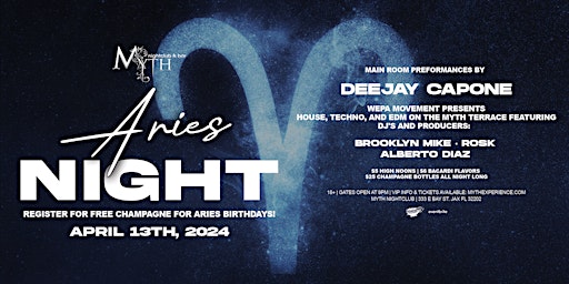 Saturday Night at Myth Nightclub - Aries Edition | 4.13.24 primary image