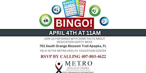 Primaire afbeelding van Free Bingo for seniors 65+! at Metro Health of Apopka