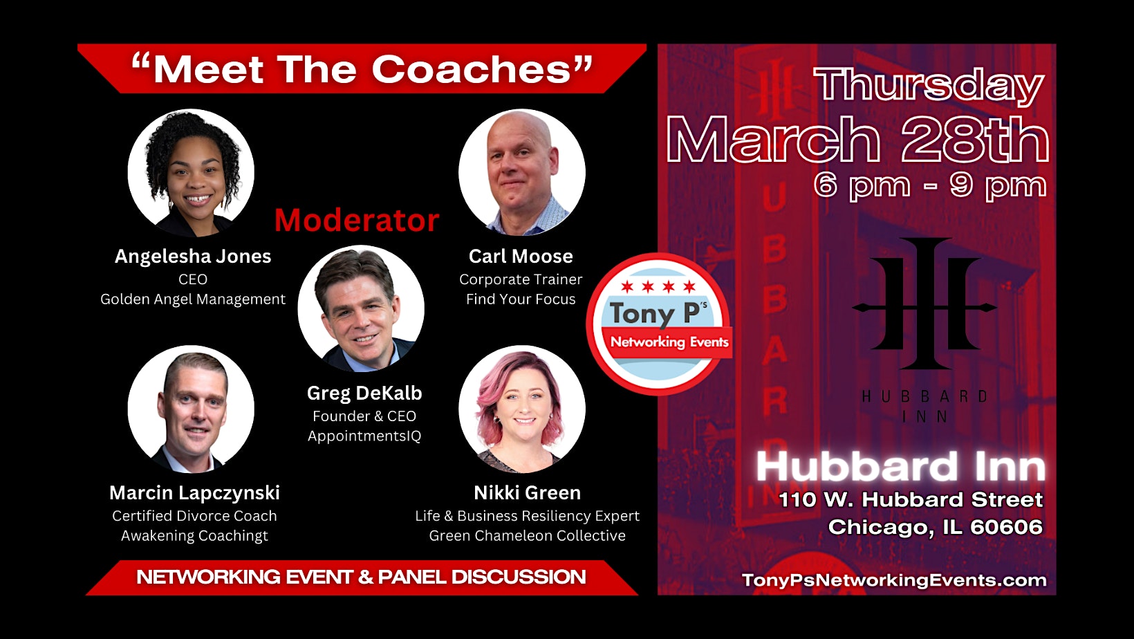 Tony P’s “Meet The Coaches” Networking Event & Panel Discussion: Mar 28th