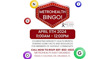 Imagem principal do evento Free Senior  65+ BINGO! at Metro Health of East Orlando