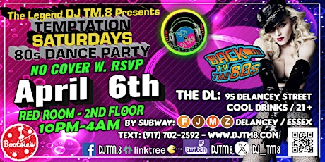 Saturday 80s Dance Party - No Cover w. RSVP