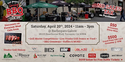 Spring Barbecue Cook-Off & No Sales Tax Sales Event in Torrance CA. primary image
