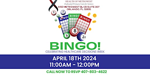 Primaire afbeelding van Free Bingo!  for Senior Citizens at Metro Health of MetroWest