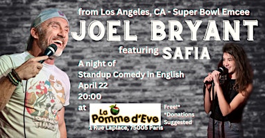 Image principale de From Los Angeles, CA - Standup Comedy in English w/ Joel Bryant & Safia