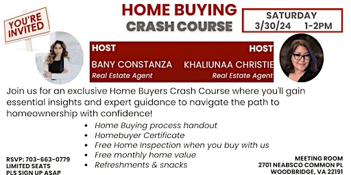 Hauptbild für Home Buying Crash Course, Saturday March 30th 1-2PM Woodbridge VA