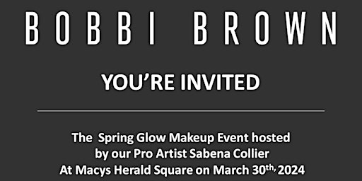 Imagem principal do evento Bobbi Brown Spring Glow Make Up Event