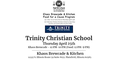 Primaire afbeelding van Khaos Brewcade Food for a Cause - Trinity Christian School - 4/25/24