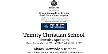 Khaos Brewcade Food for a Cause - Trinity Christian School - 4/25/24