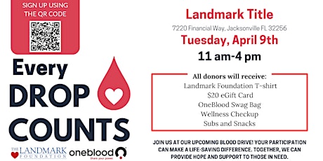 The Landmark Foundation: Every Drop Counts Blood Drive