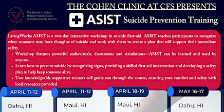 The Cohen Clinic presents ASIST Suicide Prevention Trainings OAHU