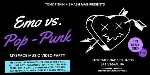 Emo Vs Pop Punk Myspace Music Video Party (21+) primary image