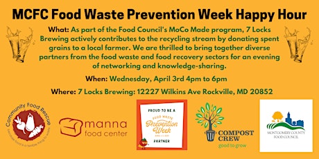 Imagen principal de Montgomery County Food Council Food Waste Prevention Week Happy Hour
