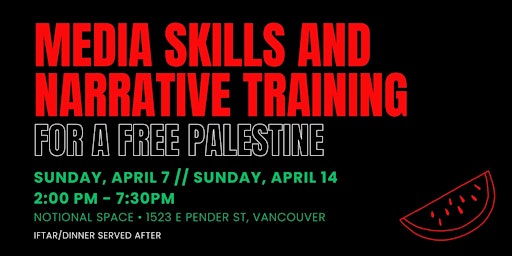 Primaire afbeelding van Media Skills and Narrative Training for a Free Palestine
