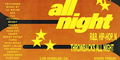 All Night: Throwbacks, R&B, Hip Hop Party  primärbild