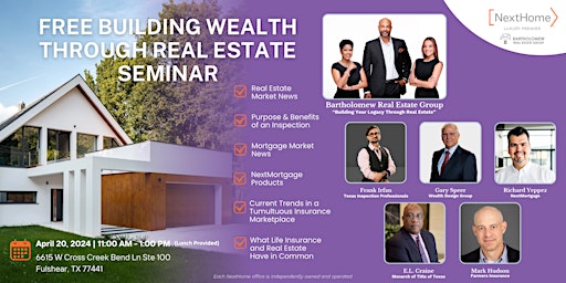 Immagine principale di Building Wealth through Real Estate Seminar 