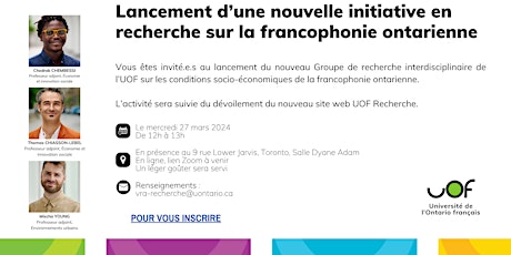 Nouvelle initiative en recherche sur la francophonie ontarienne primary image