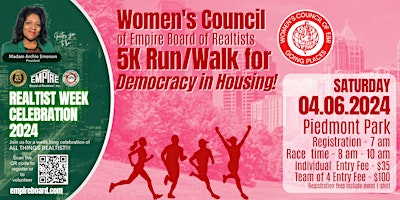 Primaire afbeelding van Womens Council of Empire Board of Realtists 5k Walk/Run for Democracy in Housing