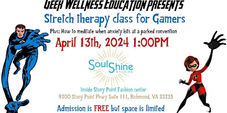 FREE  Geeky Stretch Therapy Class for Gamers