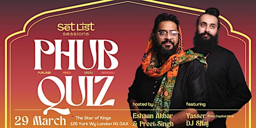 Imagem principal do evento PHUB Quiz - (The Punjabi, Hindi, Urdu, and Bengali) Quiz and After Party