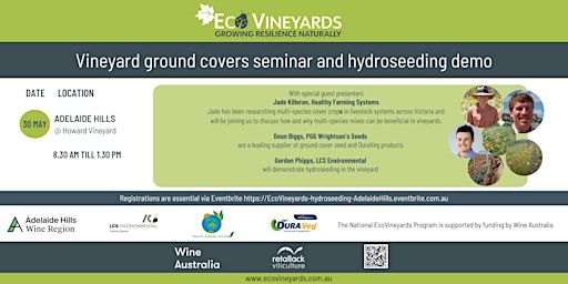 Adelaide Hills EcoVineyards ground covers seminar and hydroseeding demo primary image