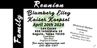Imagem principal do evento Blumberg, Elley, Kaiser, Koepsel Family Reunion