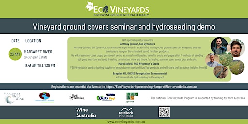 Imagem principal do evento Margaret River EcoVineyards ground covers seminar and hydroseeding demo
