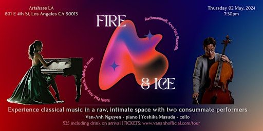 Imagem principal do evento Fire & Ice: a piano & cello concert by Van-Anh Nguyen & Yoshika Masuda