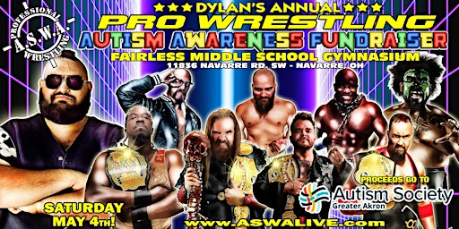 Image principale de Autism Awareness Fundraiser 2024: ASWA Live Pro Wrestling!