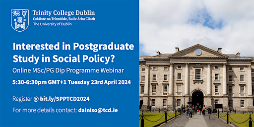 Imagen principal de Postgraduate Dip/MSc in Social Policy and Practice - Information Webinar