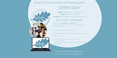 Imagem principal do evento 'OPEN DAY 2024 ' South Downs School of Homeopathy (In-person)