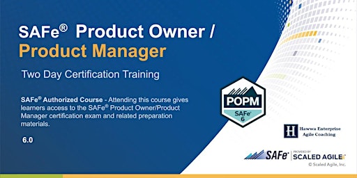 VIRTUAL ! SAFe® 6.0 Product Owner/Product Manager Certification Training primary image