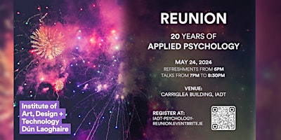 Primaire afbeelding van IADT - Applied Psychology - 20 Year Reunion Event