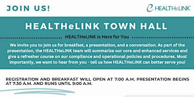 Imagem principal do evento HEALTHeLINK Town Hall