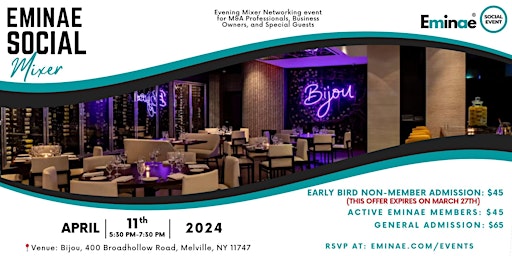 Imagem principal do evento Eminae Social Mixer at Bijou Long Island