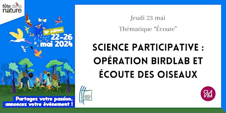 Fête de la Nature - BirdLab et écoute des oiseaux (science participative)