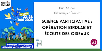 Fête de la Nature - BirdLab et écoute des oiseaux (science participative) primary image