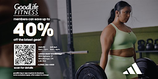 Calling ALL Goodlife Fitness Members! 40% off adidas Corporate Store primary image