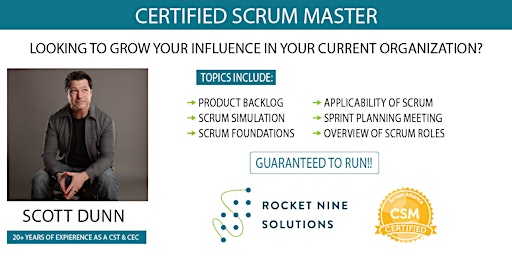 Hauptbild für Scott Dunn|Austin - In Person!|Certified Scrum Master |CSM|June 13th-14th