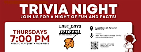 Last Days of Autumn Trivia Night