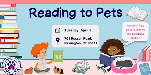 Imagem principal do evento Reading to Pets - Tuesday, April 9