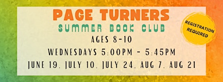 Immagine principale di Page Turners Summer Book Club 2024 (AGES 8-10) 