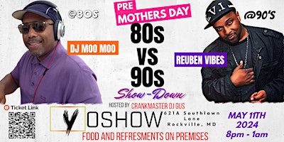 Imagem principal do evento Pre-Mother's Day 80s vs 90s DJ Showdown 8 PM to 1 AM