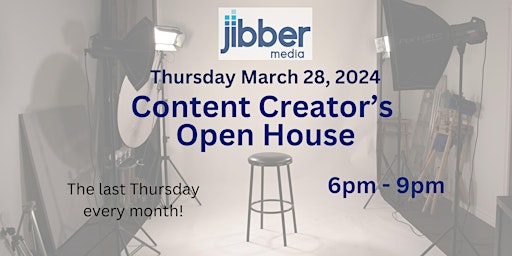 Imagem principal do evento Jibber Media Studios Content Creator's Open House
