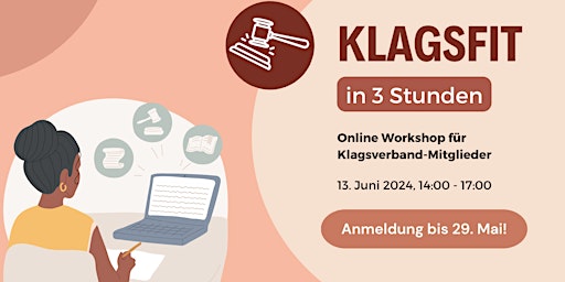 Imagem principal do evento Klagsfit in 3 Stunden! Online-Workshop für Klagsverband-Mitglieder