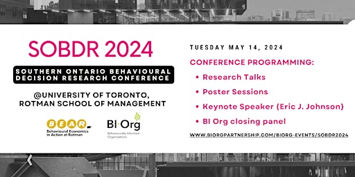Primaire afbeelding van SOBDR 2024 - Southern Ontario Behavioural Decision Research Conference